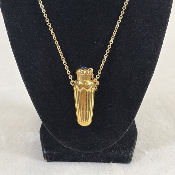 Vintage Avon “Ever After” Perfume Bottle Gold Tone Pendant Vial Necklace 90s 16” - Picture 2 of 8